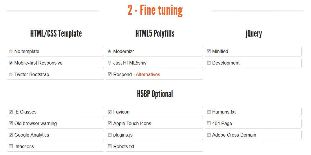 Paso #2 de Initializr