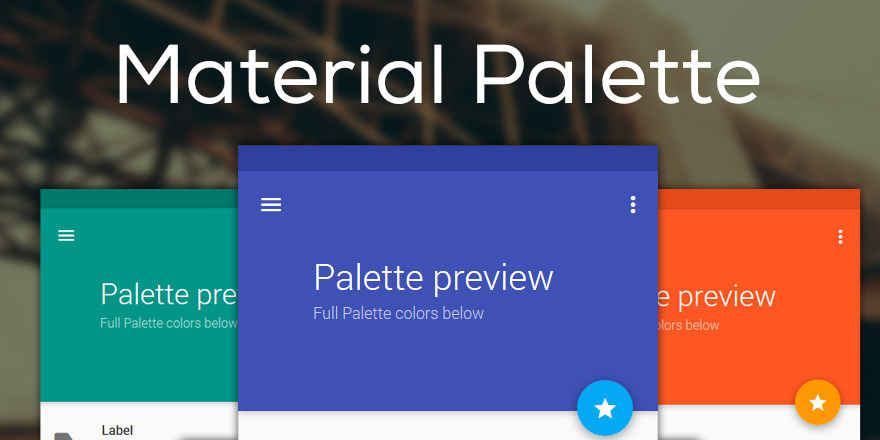 Material Palette colores basados en Google Material Design