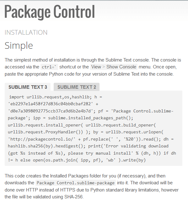 Instalando Package Control Sublime Text, codigo