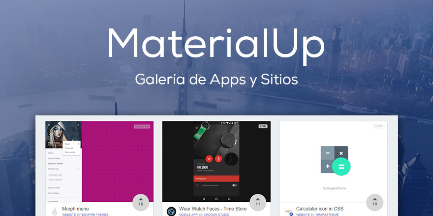 MaterialUp, Galería de Apps y Sitios hechos con Material Design